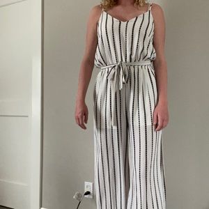 White long slit leg jumpsuit